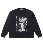 5938424365622,5938424365625,5938424365628,5938424365631, Illicit Goods Cat Graphic Long-Sleeve T-Shirt