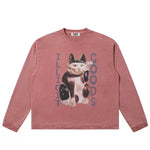 5938424365623,5938424365626,5938424365629,5938424365632, Illicit Goods Cat Graphic Long-Sleeve T-Shirt