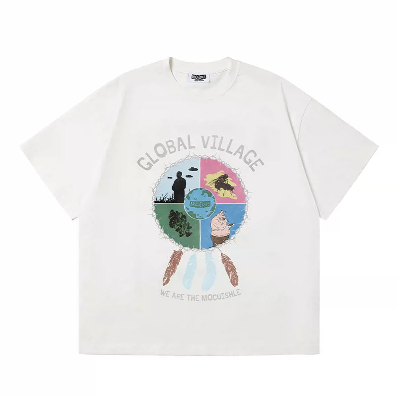 6218768219859,6218768219861,6218768219863,6218768219865, Global Village Graphic Short-Sleeve T-Shirt