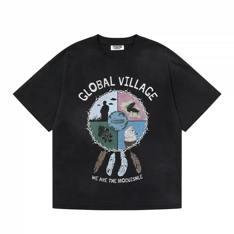 6218768219860,6218768219862,6218768219864,6218768219866, Global Village Graphic Short-Sleeve T-Shirt