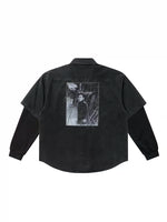 Graphic Back Faux Layered Shirt 3