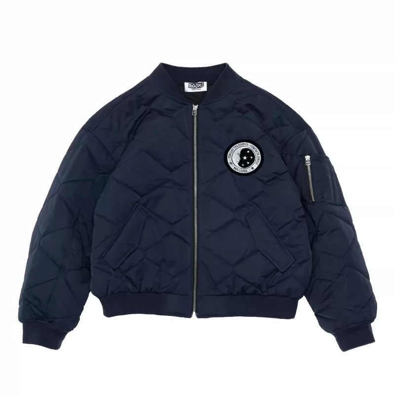 6174210310335,6174210310336,6174210310337,6174210310338, Quilted Cotton Bomber Jacket with Patch