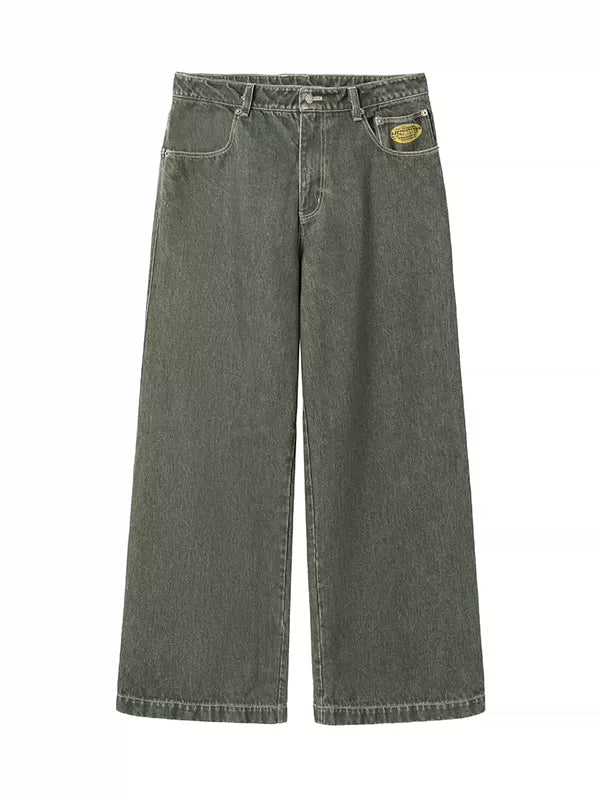 Wide-Leg Printed Jeans Pants 2