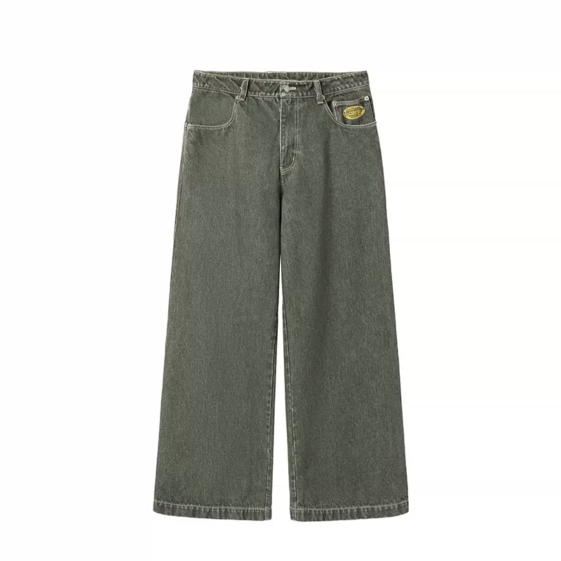 6095080280875,6095080280877,6095080280879,6095080280881, Wide-Leg Printed Jeans Pants