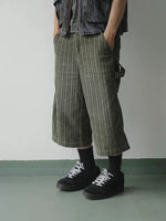 Corduroy Striped Cropped Capri Pants 1