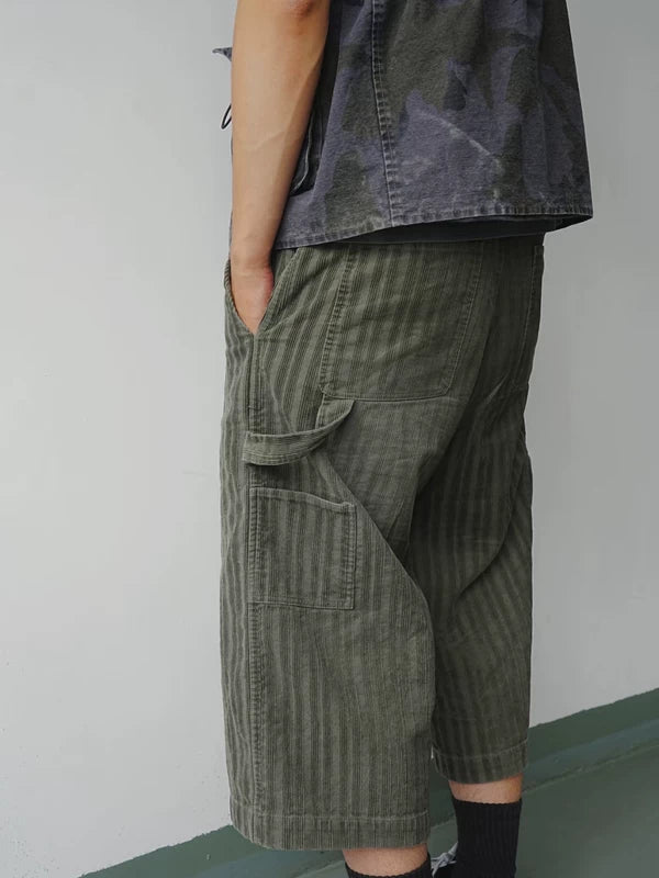 Corduroy Striped Cropped Capri Pants 2