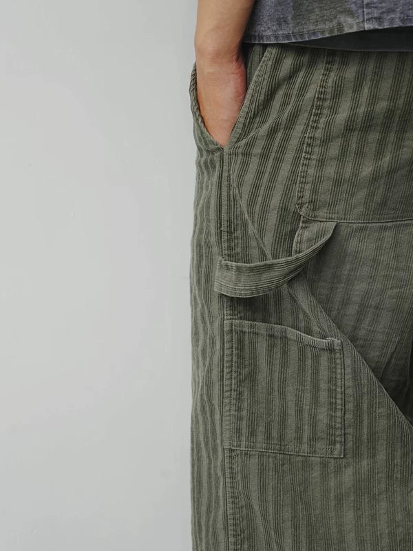 Corduroy Striped Cropped Capri Pants 3