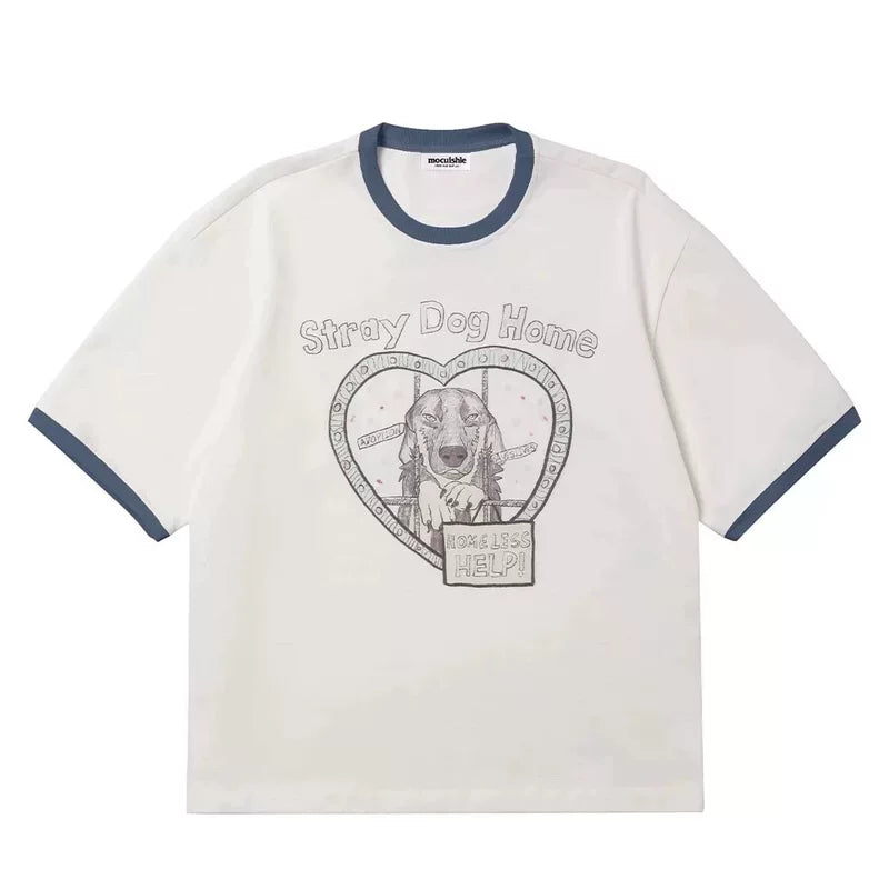 6042095273236,6042095273238,6042095273240,6042095273242, Stray Dog Home Graphic Short-Sleeve T-Shirt