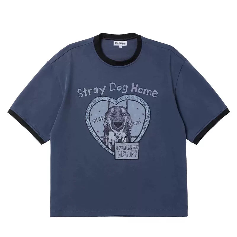 6042095273237,6042095273239,6042095273241,6042095273243, Stray Dog Home Graphic Short-Sleeve T-Shirt