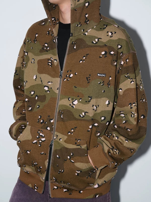 Camouflage Waffle Knit Zip Hoodie 4