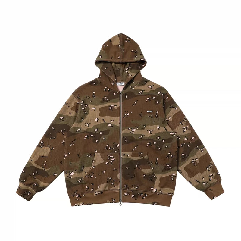 6122761618940,6122761618942,6122761618944,6122761618946, Camouflage Waffle Knit Zip Hoodie