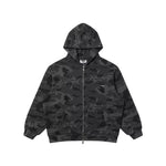 6140786370896,6140786370898,6140786370900,6140786370902, Camouflage Waffle Knit Zip Hoodie