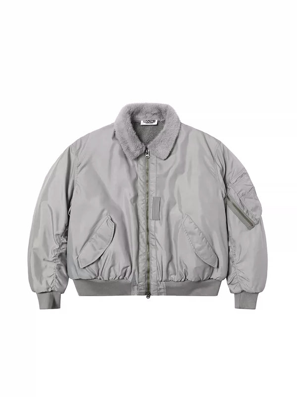 Faux Fur Collar Pilot Bomber Jacket 4