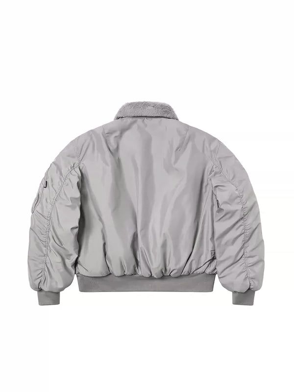 Faux Fur Collar Pilot Bomber Jacket 5