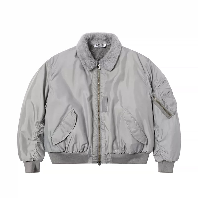 6175755619518,6175755619519,6175755619520,6175755619521, Faux Fur Collar Pilot Bomber Jacket