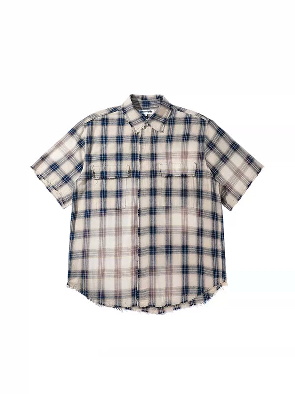 Sunfaded Short-Sleeve Plaid Shirt 2