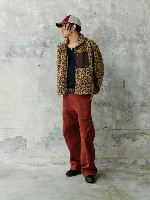 Leopard Fleece Zip Jacket with Pocket 2