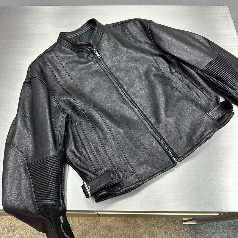 Motorcycle Goatskin Leather Racing Jacket 2