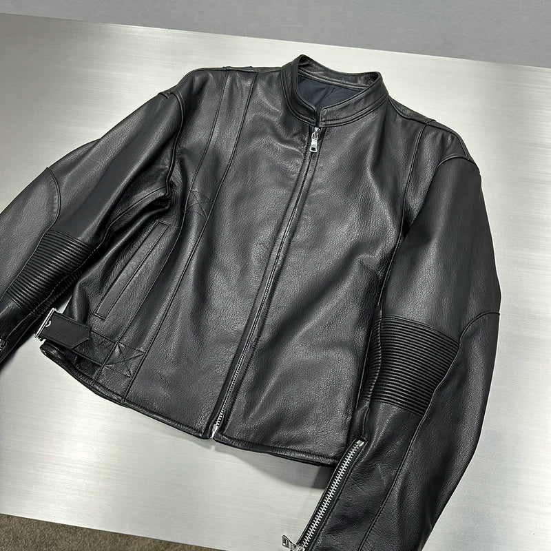 Motorcycle Goatskin Leather Racing Jacket 3