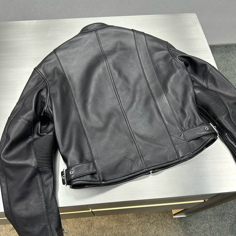 Motorcycle Goatskin Leather Racing Jacket 5