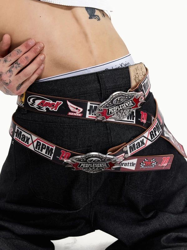 Motorcycle Style Genuine Leather Belt 4