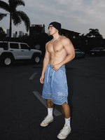 Multi-Layer Drawstring Denim Shorts 1