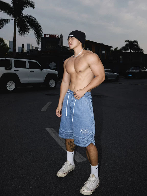 Multi-Layer Drawstring Denim Shorts 1