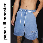 6077780040890,6077780040891,6077780040892, Multi-Layer Drawstring Denim Shorts