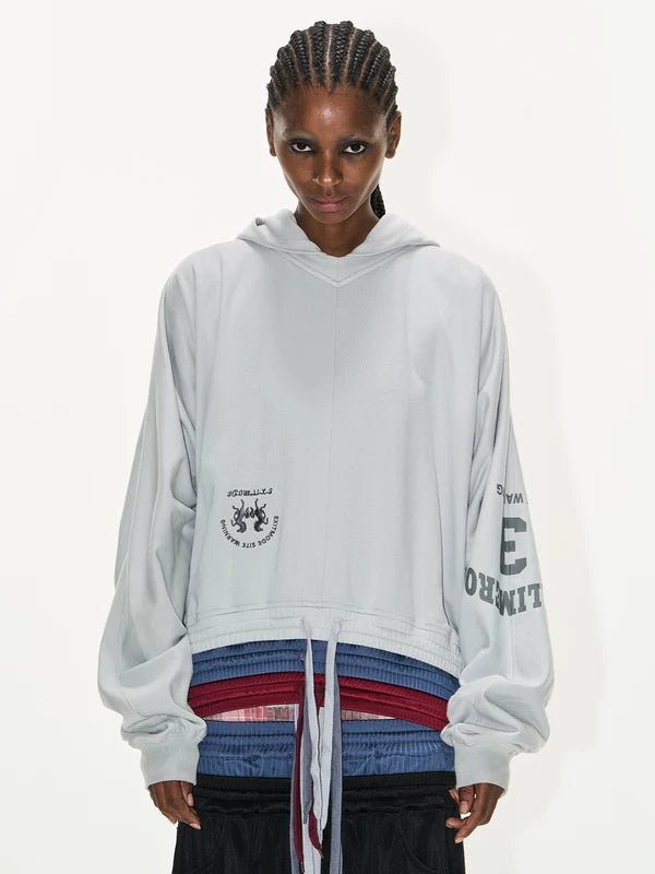 Multi-Layer Waist Hoodie With Screen Print 1
