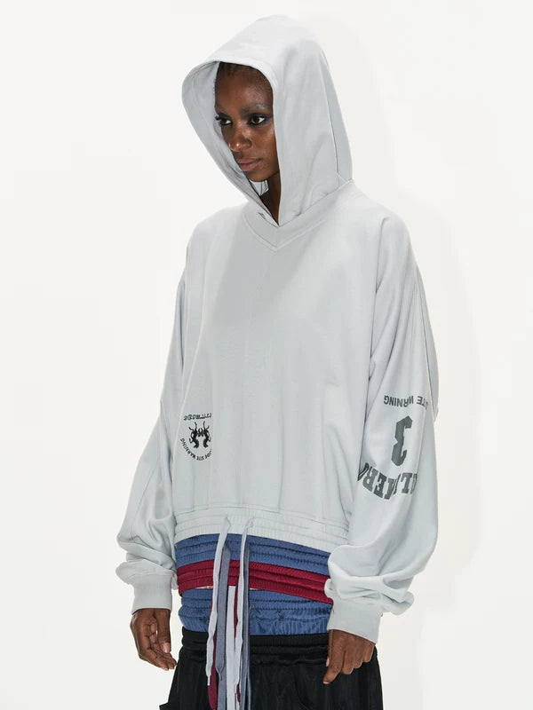 Multi-Layer Waist Hoodie With Screen Print 2