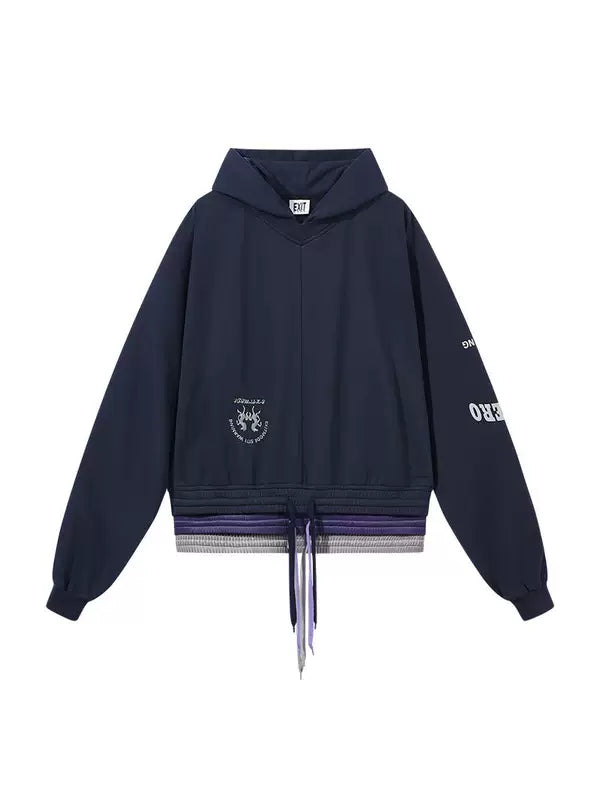 Multi-Layer Waist Hoodie With Screen Print 4