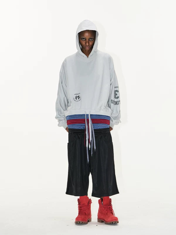 Multi-Layer Waist Hoodie With Screen Print 5
