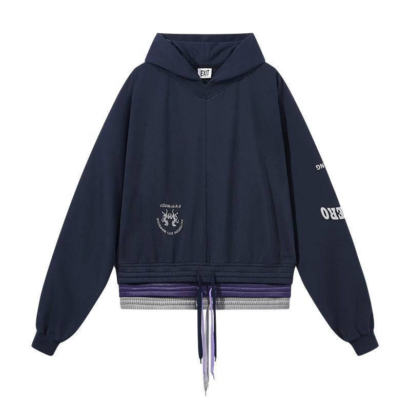 5729911597396,5729911597397,5729911597398,5729911597399, Multi-Layer Waist Hoodie With Screen Print