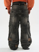 Multi-Layered Ripped Baggy Denim Pants 4