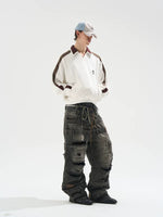 Multi-Layered Ripped Baggy Denim Pants 5