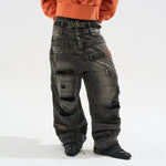 6052288570127,6052288570128,6052288570129,6052288570130, Multi-Layered Ripped Baggy Denim Pants