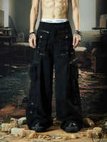 Multi-Pocket Wide-Leg Cargo Pants 1