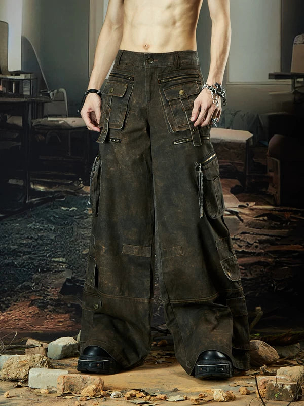 Multi-Pocket Wide-Leg Cargo Pants 2