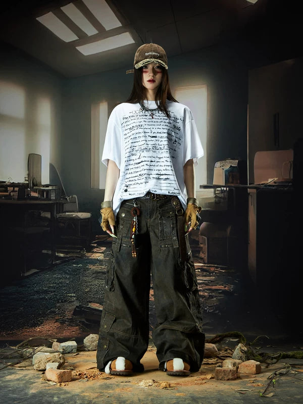 Multi-Pocket Wide-Leg Cargo Pants 4