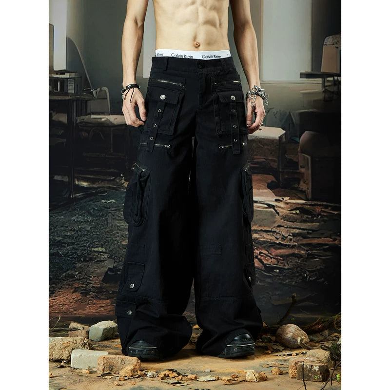 5810445184143,5810445184144,5810445184145, Multi-Pocket Wide-Leg Cargo Pants