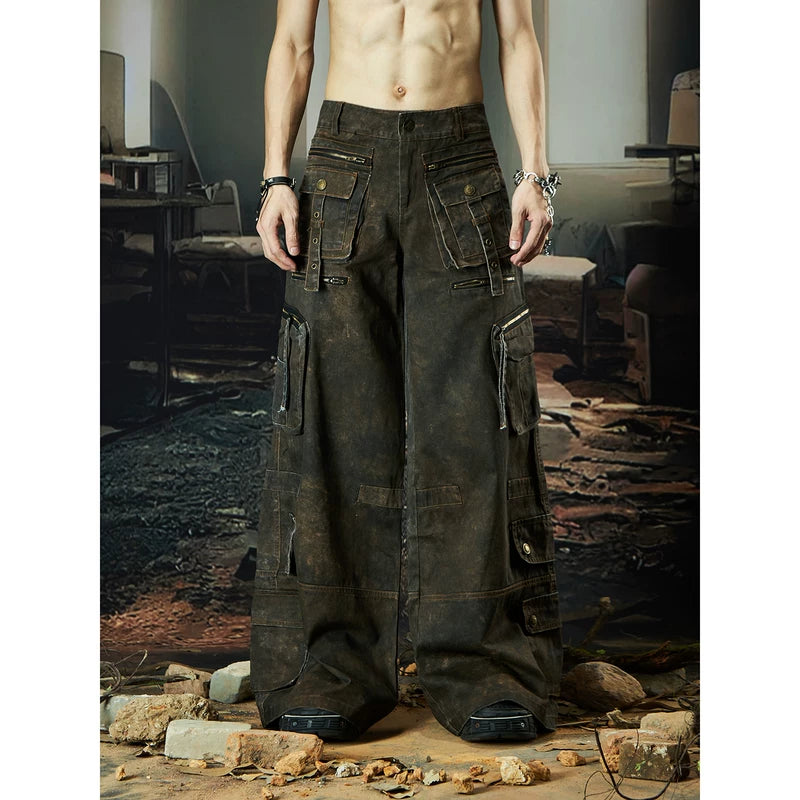 5810445184146,5810445184147,5810445184148, Multi-Pocket Wide-Leg Cargo Pants