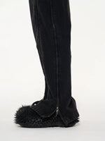 Multi-Zipper Washed Wide Leg Denim Pants 3