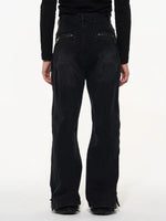 Multi-Zipper Washed Wide Leg Denim Pants 4
