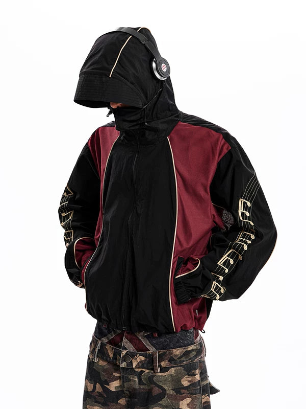 Musical Note Embroidered Hooded Jacket 1
