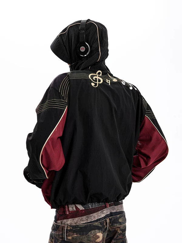 Musical Note Embroidered Hooded Jacket 2