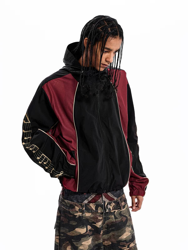 Musical Note Embroidered Hooded Jacket 3
