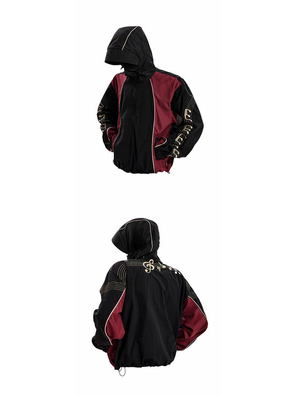 Musical Note Embroidered Hooded Jacket 5