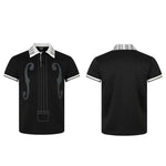 6224387495385,6224387495386,6224387495387,6224387495388, Musical Note Print Lapel Polo T-Shirt