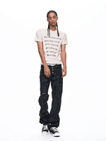 Musical Note Print Ripped T-Shirt 4