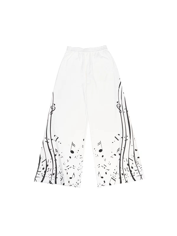 Musical Note Print Wide-Leg Sweatpants 5